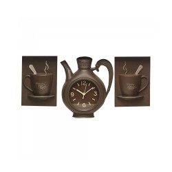 Ceas decorativ Ceainic și cești, maro, BS-27