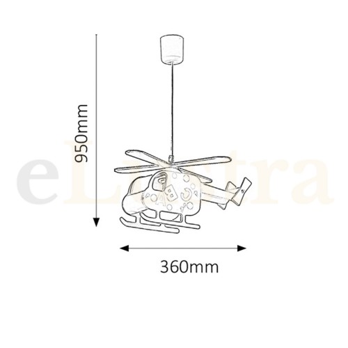 Pendul Helicopter, 1 bec x E27, multicolor, 4717