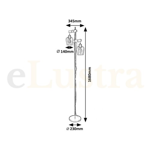 Lampadar Fabian, 2 bec x E27, negru, 5246