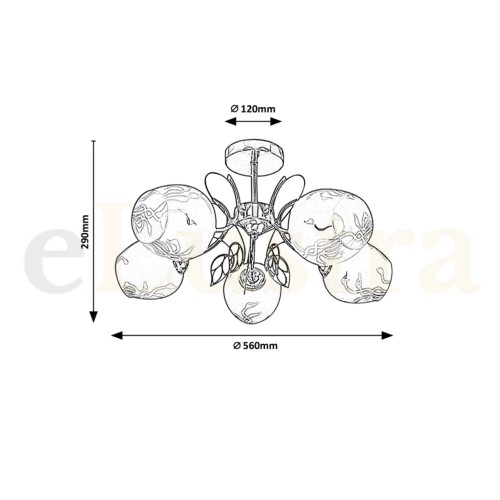 Lustră Fauna, 5 bec x E27, auriu, 5099