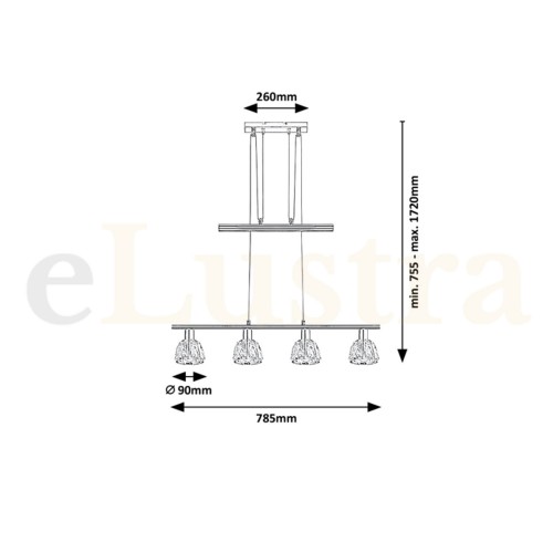 Pendul Calypso, 4 bec x E14, crom, 5319