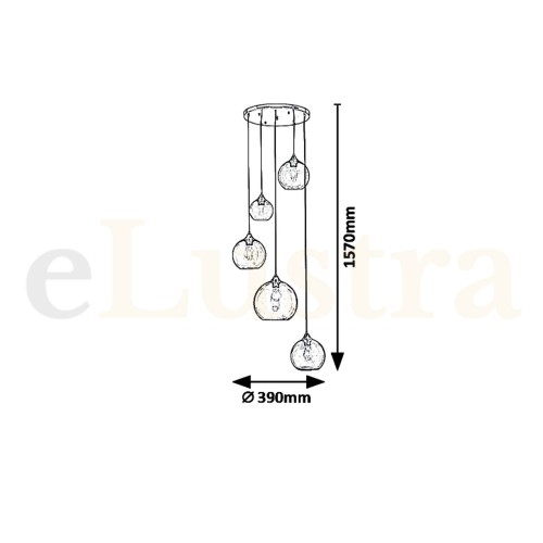 Pendul Tanesha, 5 bec x E27, negru, 6440