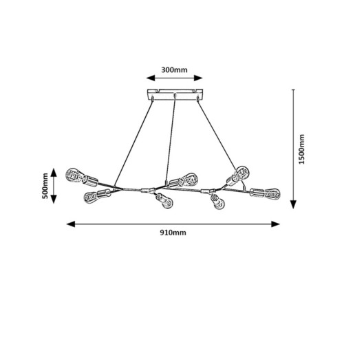 Pendul Branwen, 7 bec x E27, negru, 72027