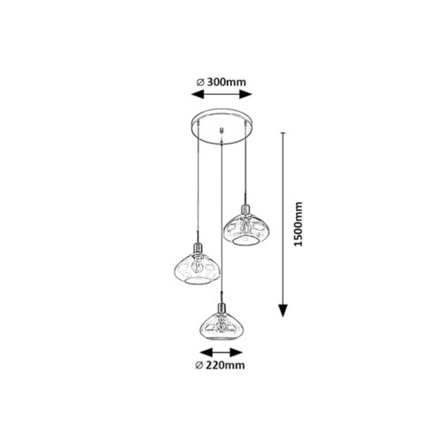 Pendul Dvora, 3 bec x E27, negru, 72023