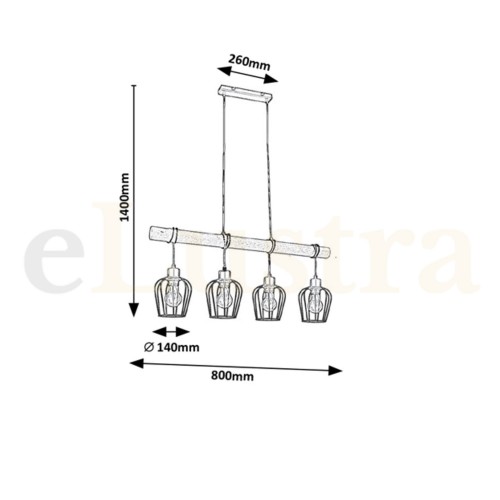 Pendul Fabian, 4 bec x E27, negru, 5247