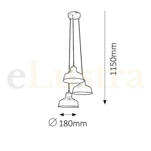 Pendul Owen, 3 bec x E27, negru, 2790