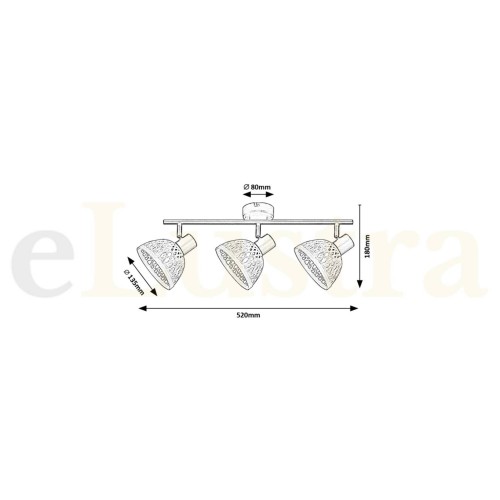 Spot Bară Rattan, 3 bec x e14, negru, 3135